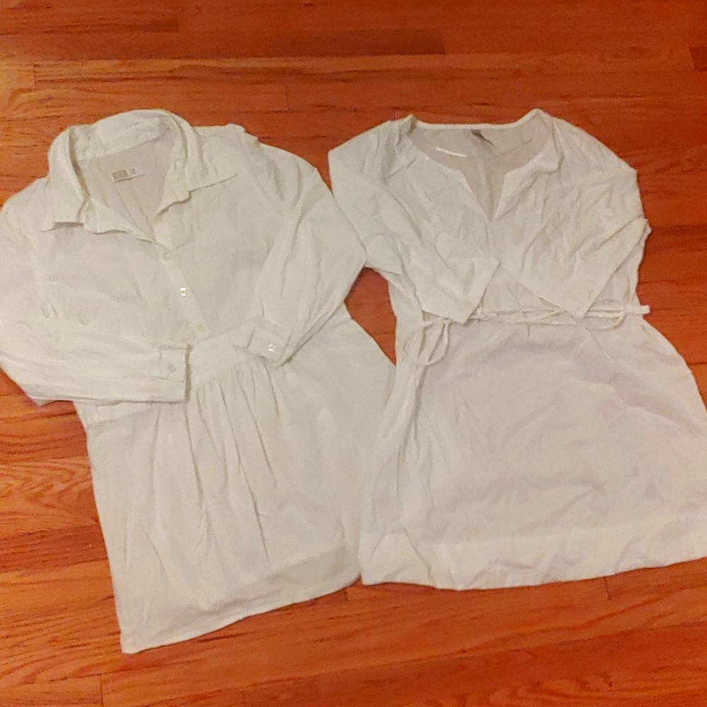 2 white maternity blouses